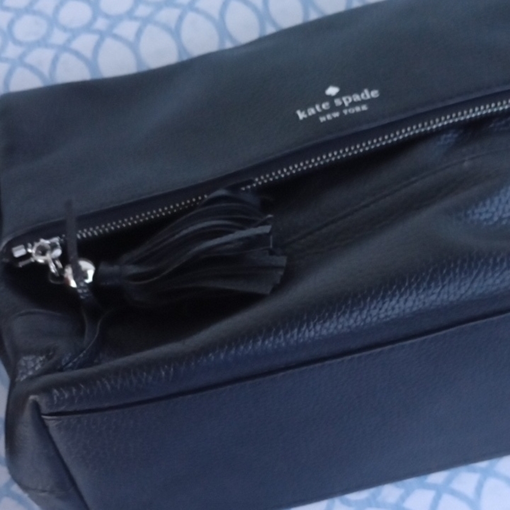 Kate Spade Black Pebbled Leather Shoulder Bag Crossbody Tassel Detail - Picture 6 of 9